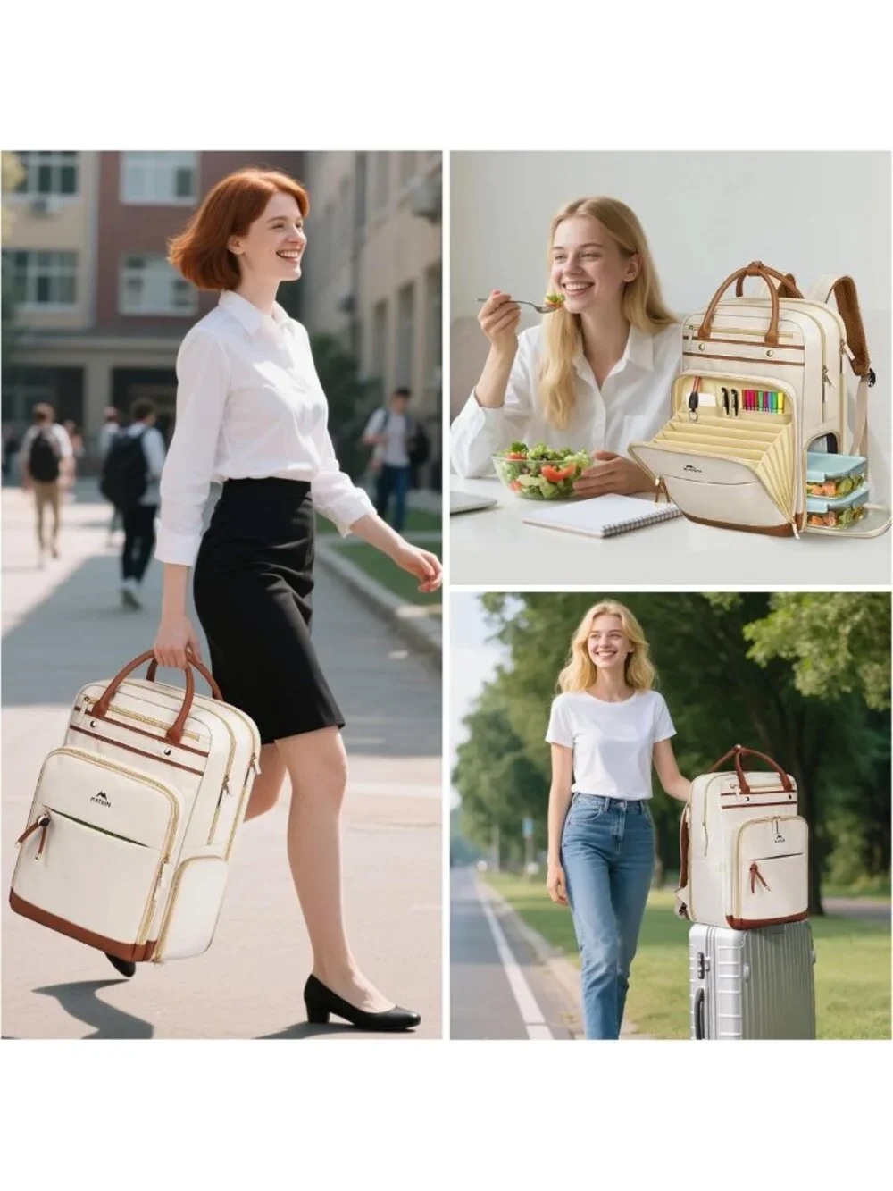Stylish Teacher Backpack with Lunch Compartment, Fits 15.6